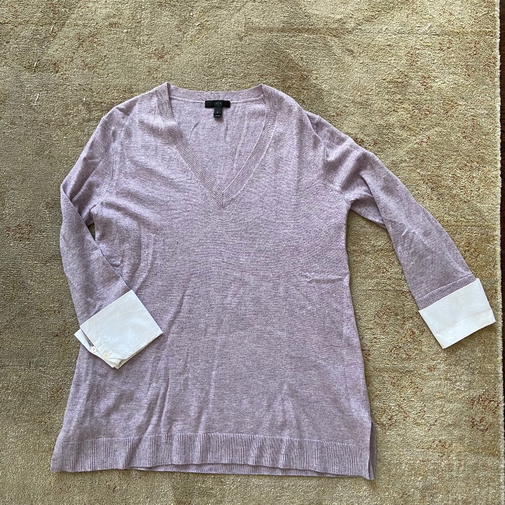 Women's wool blend tunic with cotton button cuffs